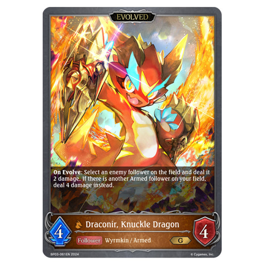 Shadowverse Evolve - Flame of Laevateinn - Draconir, Knuckle Dragon - BP03-061EN