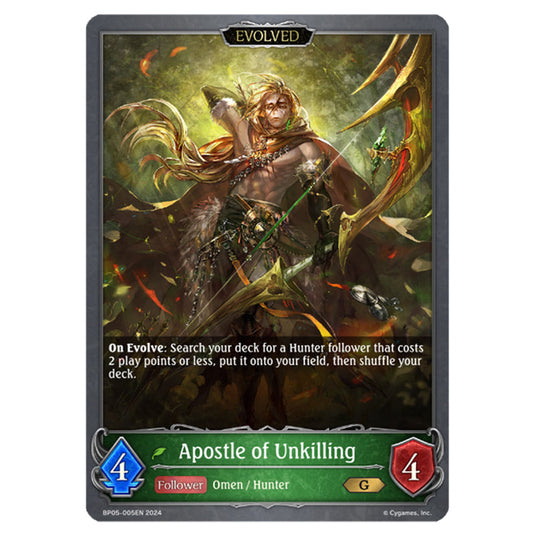 Apostle of Unkilling BP05-005EN card from the Shadowverse: Evolve set Omens Eternal