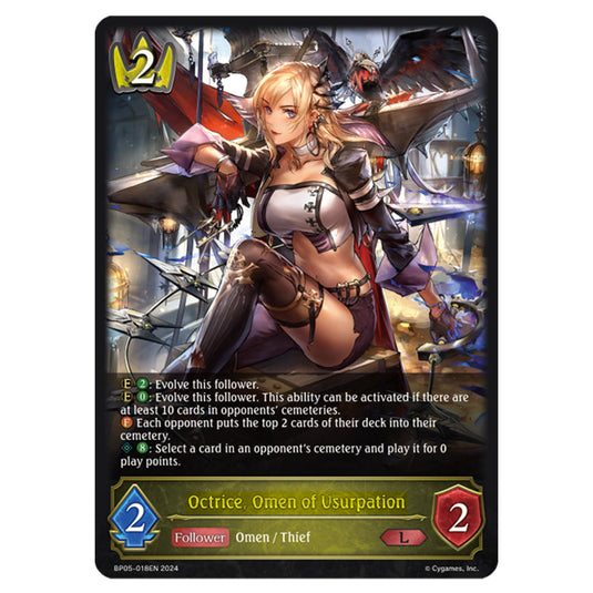 Octrice, Omen of Usurpation BP05-018EN card from the Shadowverse: Evolve set Omens Eternal