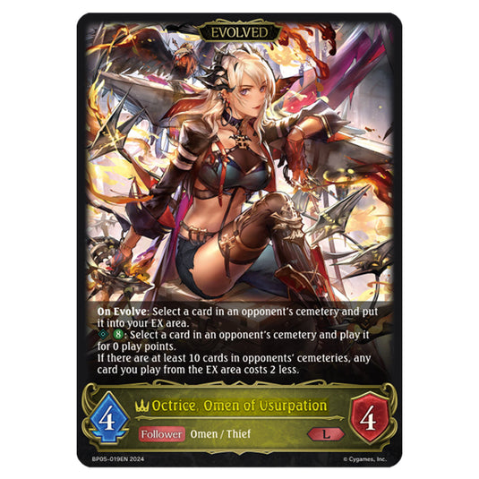 Octrice, Omen of Usurpation BP05-019EN card from the Shadowverse: Evolve set Omens Eternal