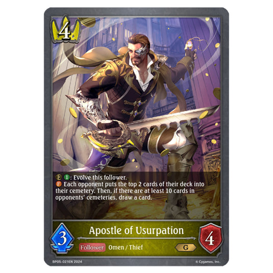 Apostle of Usurpation BP05-021EN card from the Shadowverse: Evolve set Omens Eternal