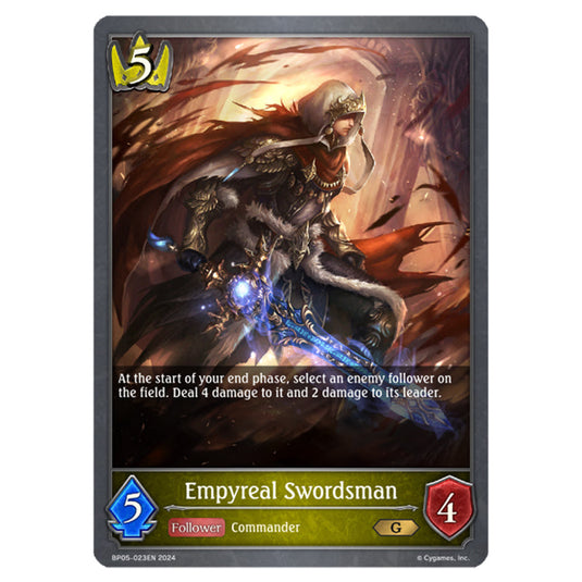 Empyreal Swordsman BP05-023EN card from the Shadowverse: Evolve set Omens Eternal