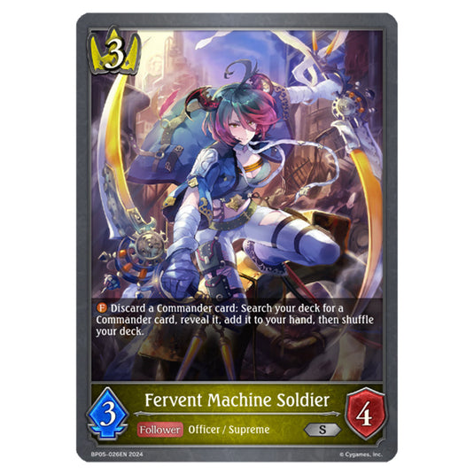 Fervent Machine Soldier BP05-026EN card from the Shadowverse: Evolve set Omens Eternal