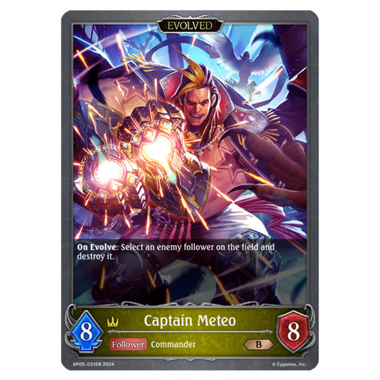 Captain Meteo BP05-031EN card from the Shadowverse: Evolve set Omens Eternal