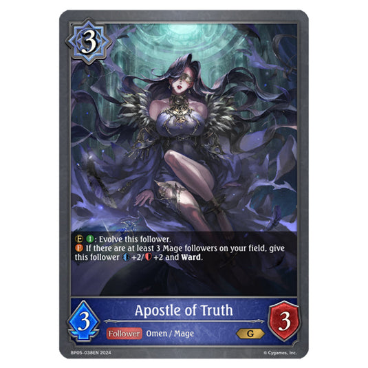 Apostle of Truth BP05-038EN card from the Shadowverse: Evolve set Omens Eternal