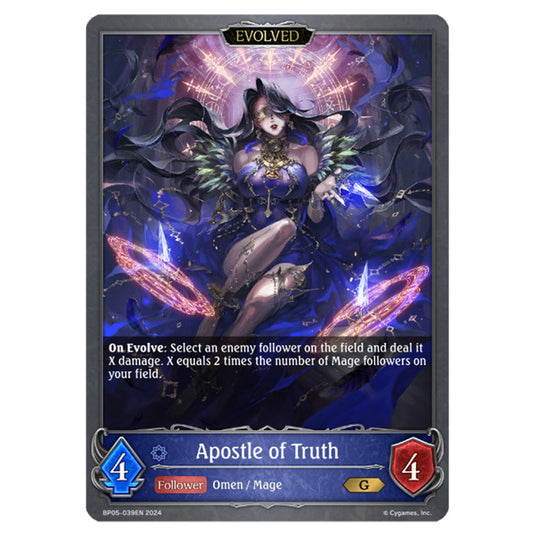 Apostle of Truth BP05-039EN card from the Shadowverse: Evolve set Omens Eternal