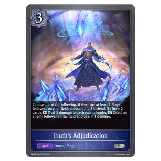 Truth's Adjudication BP05-044EN card from the Shadowverse: Evolve set Omens Eternal