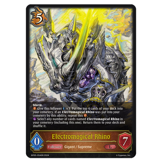 Electromagical Rhino BP05-054EN card from the Shadowverse: Evolve set Omens Eternal