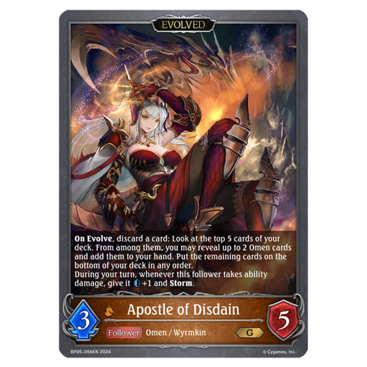 Apostle of Disdain BP05-056EN card from the Shadowverse: Evolve set Omens Eternal