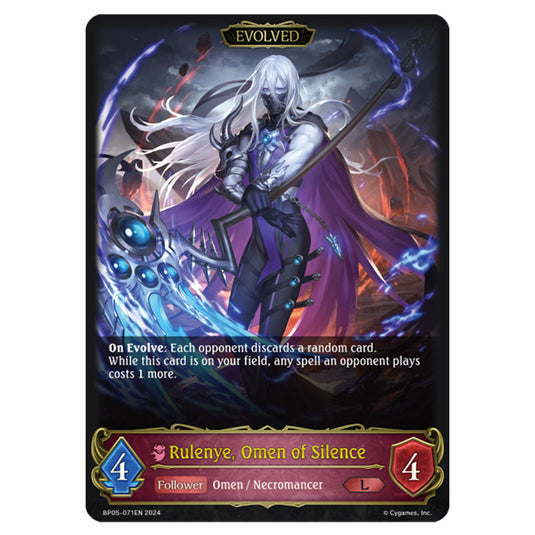 Rulenye, Omen of Silence BP05-071EN card from the Shadowverse: Evolve set Omens Eternal