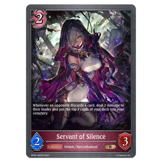 Servant of Silence BP05-082EN card from the Shadowverse: Evolve set Omens Eternal