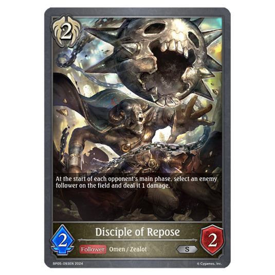 Disciple of Repose BP05-093EN card from the Shadowverse: Evolve set Omens Eternal