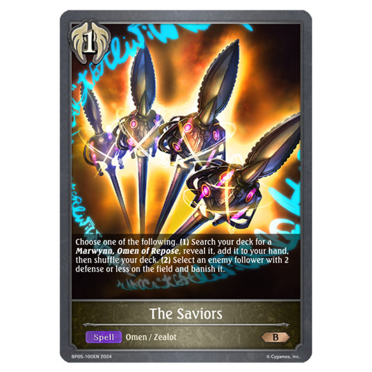 The Saviors BP05-100EN card from the Shadowverse: Evolve set Omens Eternal