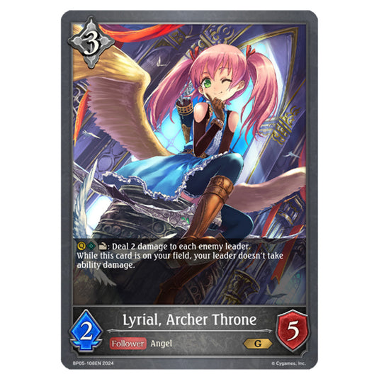 Lyrial, Archer Throne BP05-108EN card from the Shadowverse: Evolve set Omens Eternal