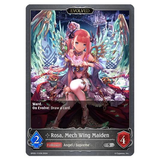 Rosa, Mech Wing Maiden BP05-111EN card from the Shadowverse: Evolve set Omens Eternal