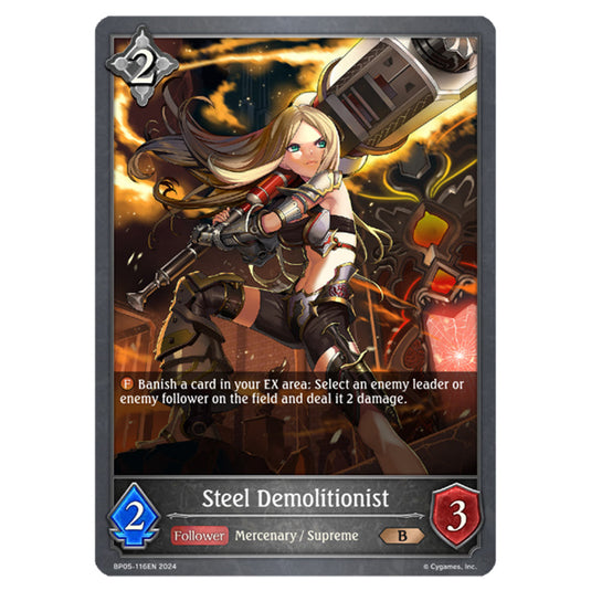 Steel Demolitionist BP05-116EN card from the Shadowverse: Evolve set Omens Eternal