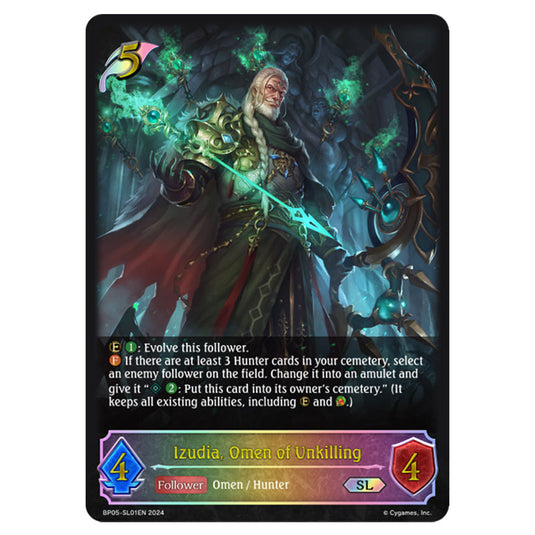 Izudia, Omen of Unkilling BP05-SL01EN card from the Shadowverse: Evolve set Omens Eternal