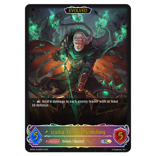 Izudia, Omen of Unkilling BP05-SL02EN card from the Shadowverse: Evolve set Omens Eternal