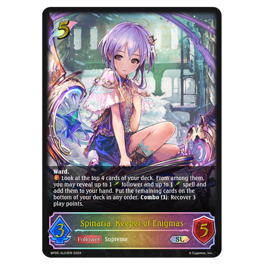 Spinaria, Keeper of Enigmas BP05-SL03EN card from the Shadowverse: Evolve set Omens Eternal