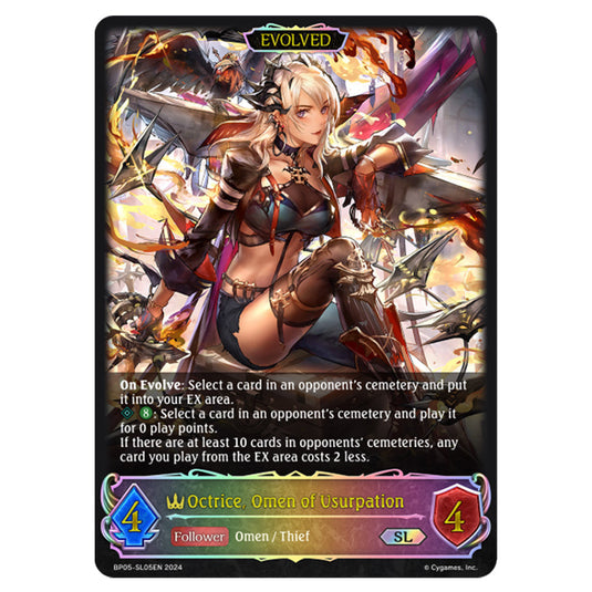 Octrice, Omen of Usurpation BP05-SL05EN card from the Shadowverse: Evolve set Omens Eternal