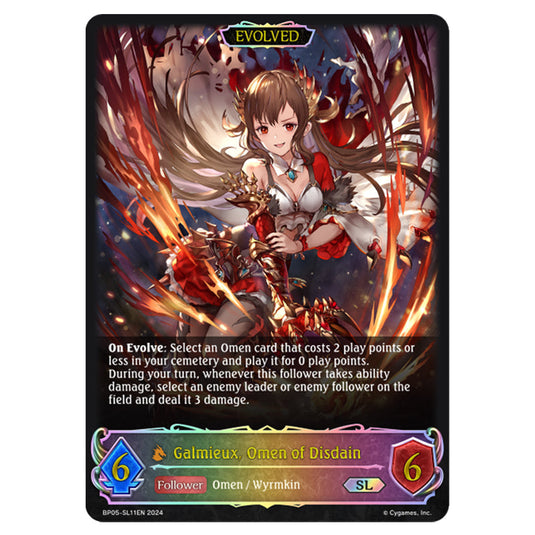 Galmieux, Omen of Disdain BP05-SL11EN card from the Shadowverse: Evolve set Omens Eternal