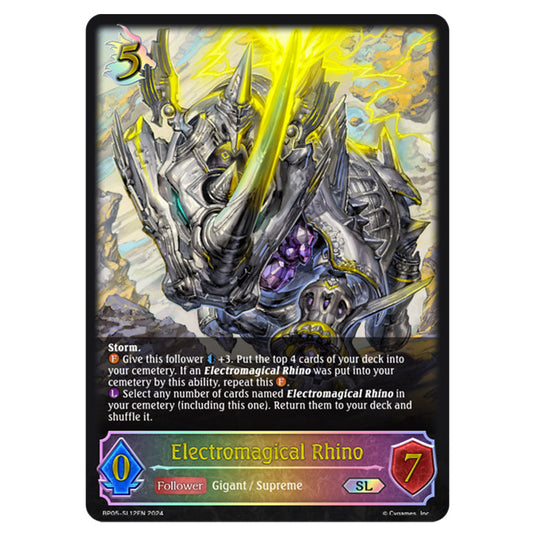 Electromagical Rhino BP05-SL12EN card from the Shadowverse: Evolve set Omens Eternal