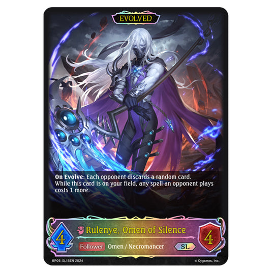 Rulenye, Omen of Silence BP05-SL15EN card from the Shadowverse: Evolve set Omens Eternal