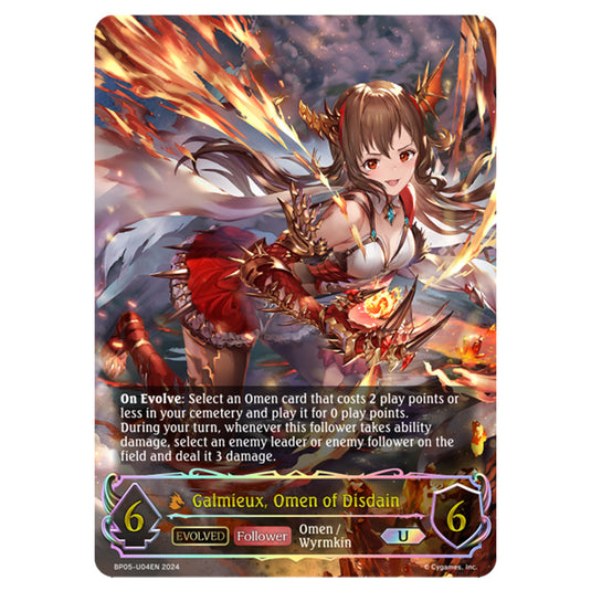 Galmieux, Omen of Disdain BP05-U04EN card from the Shadowverse: Evolve set Omens Eternal