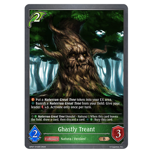 Ghastly Treant BP07-013EN card from the Shadowverse: Evolve set Verdant Steel