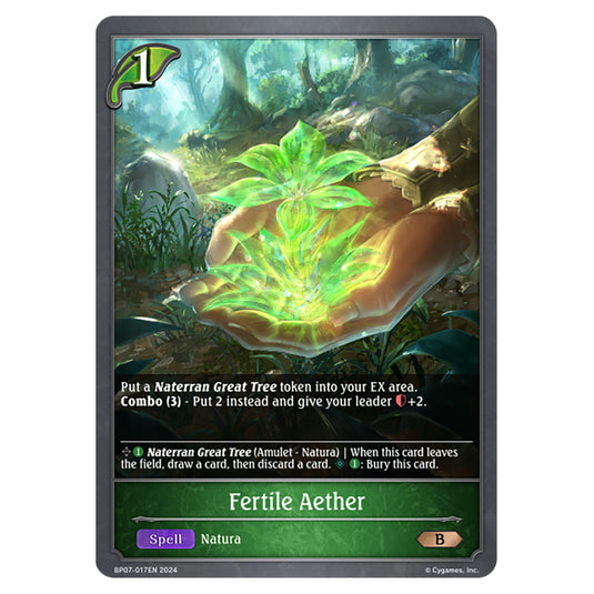 Fertile Aether BP07-017EN card from the Shadowverse: Evolve set Verdant Steel