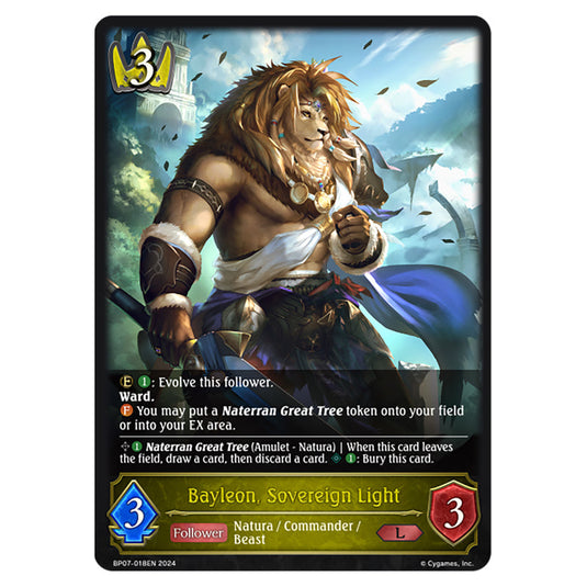 Bayleon, Sovereign Light BP07-018EN card from the Shadowverse: Evolve set Verdant Steel