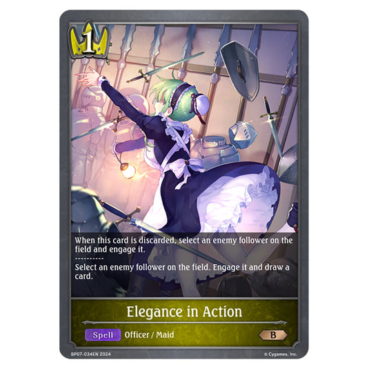 Elegance in Action BP07-034EN card from the Shadowverse: Evolve set Verdant Steel