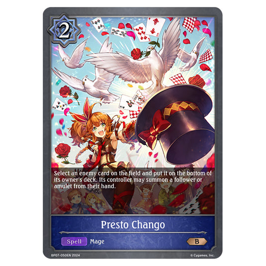 Presto Chango BP07-050EN card from the Shadowverse: Evolve set Verdant Steel