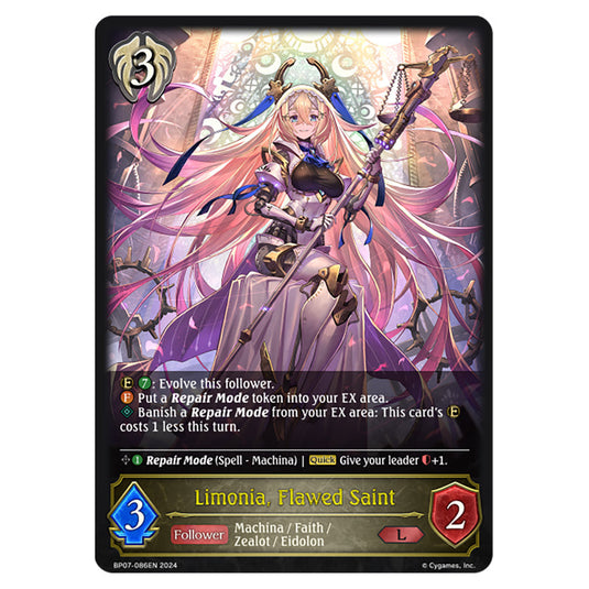 Limonia, Flawed Saint BP07-086EN card from the Shadowverse: Evolve set Verdant Steel