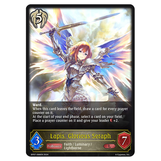 Lapis, Glorious Seraph BP07-088EN card from the Shadowverse: Evolve set Verdant Steel