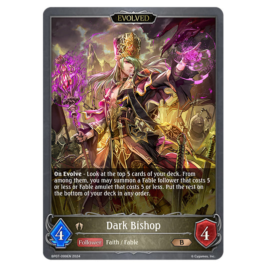 Dark Bishop BP07-099EN card from the Shadowverse: Evolve set Verdant Steel