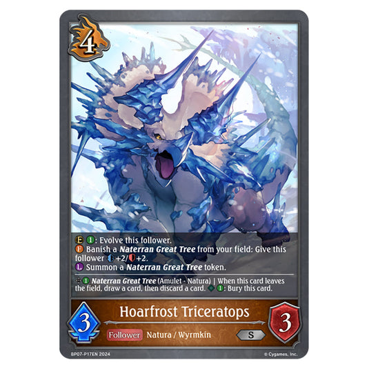 Hoarfrost Triceratops BP07-P17EN card from the Shadowverse: Evolve set Verdant Steel