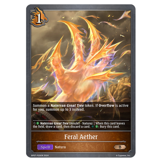 Feral Aether BP07-P20EN card from the Shadowverse: Evolve set Verdant Steel