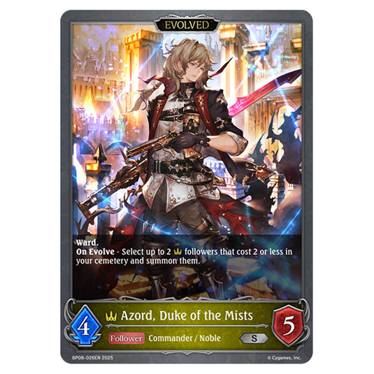Azord, Duke of the Mists BP08-026EN card from the Shadowverse: Evolve set Alterchaotica