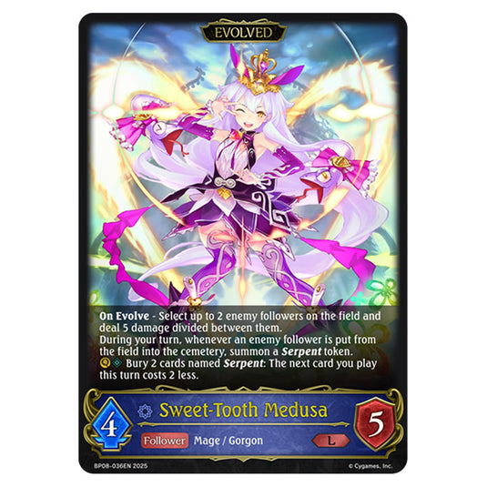 Sweet-Tooth Medusa BP08-036EN card from the Shadowverse: Evolve set Alterchaotica
