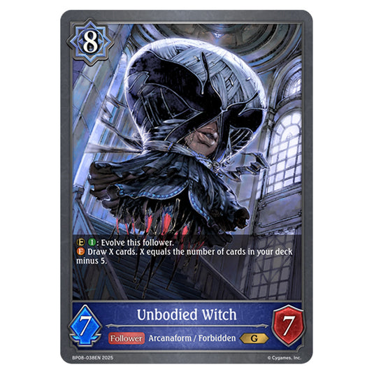 Unbodied Witch BP08-038EN card from the Shadowverse: Evolve set Alterchaotica