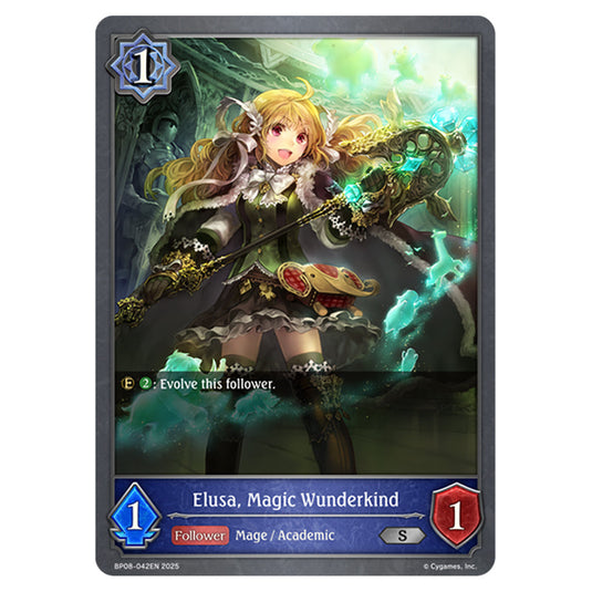 Elusa, Magic Wunderkind BP08-042EN card from the Shadowverse: Evolve set Alterchaotica