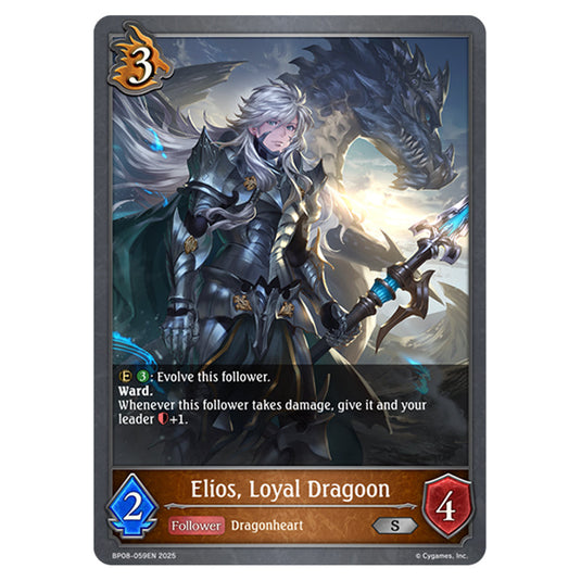 Elios, Loyal Dragoon BP08-059EN card from the Shadowverse: Evolve set Alterchaotica