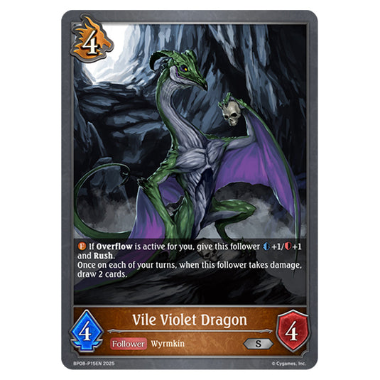 Vile Violet Dragon BP08-P15EN card from the Shadowverse: Evolve set Alterchaotica