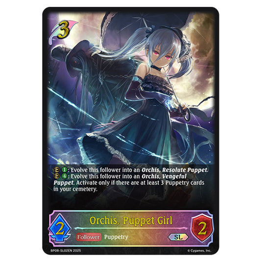 Orchis, Puppet Girl BP08-SL02EN card from the Shadowverse: Evolve set Alterchaotica