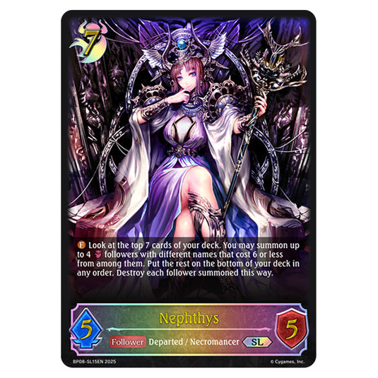 Nephthys BP08-SL15EN card from the Shadowverse: Evolve set Alterchaotica