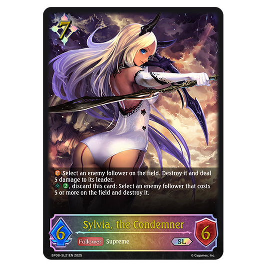 Sylvia, the Condemner BP08-SL21EN card from the Shadowverse: Evolve set Alterchaotica