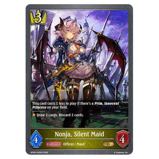 Nonja, Silent Maid BP09-023EN card from the Shadowverse: Evolve set Duet of Dawn and Dusk