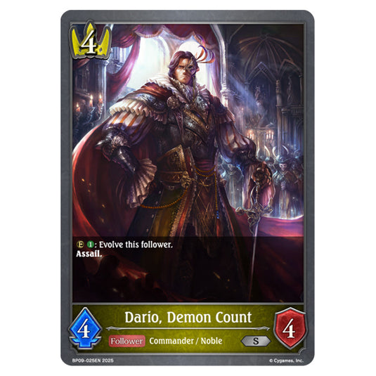 Dario, Demon Count BP09-025EN card from the Shadowverse: Evolve set Duet of Dawn and Dusk