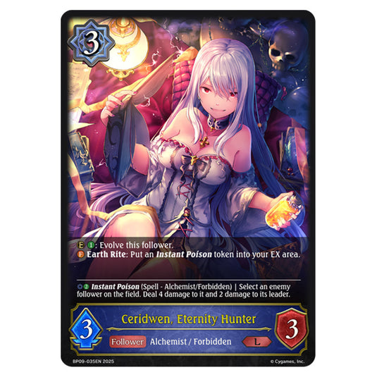 Ceridwen, Eternity Hunter BP09-035EN card from the Shadowverse: Evolve set Duet of Dawn and Dusk